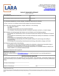 Document preview: Form LARA/BPL-FM AFFIDAVIT Facility Manager Affidavit - Michigan