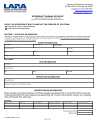 Document preview: Form LARA/INTTRNAFF Internship Training Affidavit - Michigan