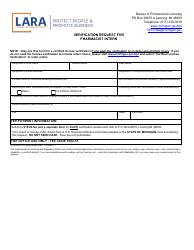 Document preview: Form LARA/BPL-INTERN-HEALTH Verification Request for Pharmacist Intern - Michigan