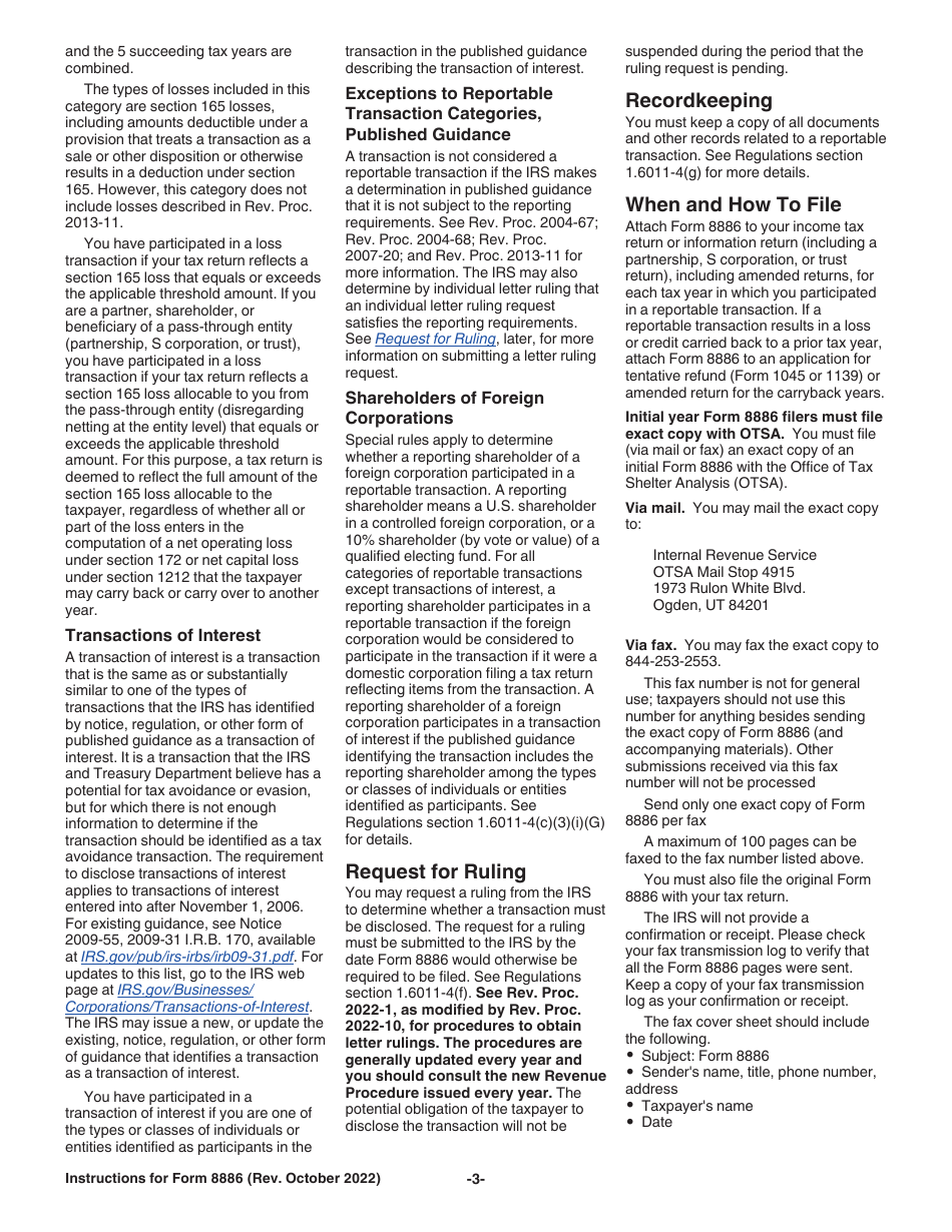 Instructions for IRS Form 8886 Reportable Transaction Disclosure Statement, Page 3