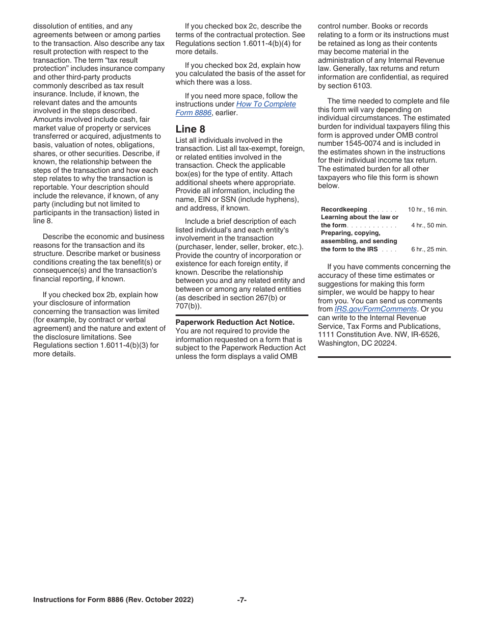 Instructions for IRS Form 8886 Reportable Transaction Disclosure Statement, Page 7