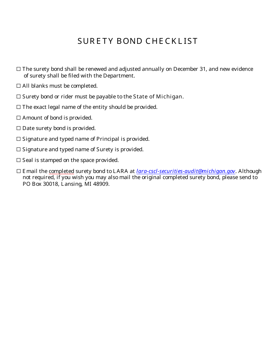 Form CSCL / SEC-3006 Investment Adviser Surety Bond - Michigan, Page 3