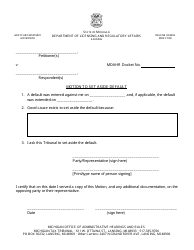 Document preview: Motion to Set Aside Default - Michigan