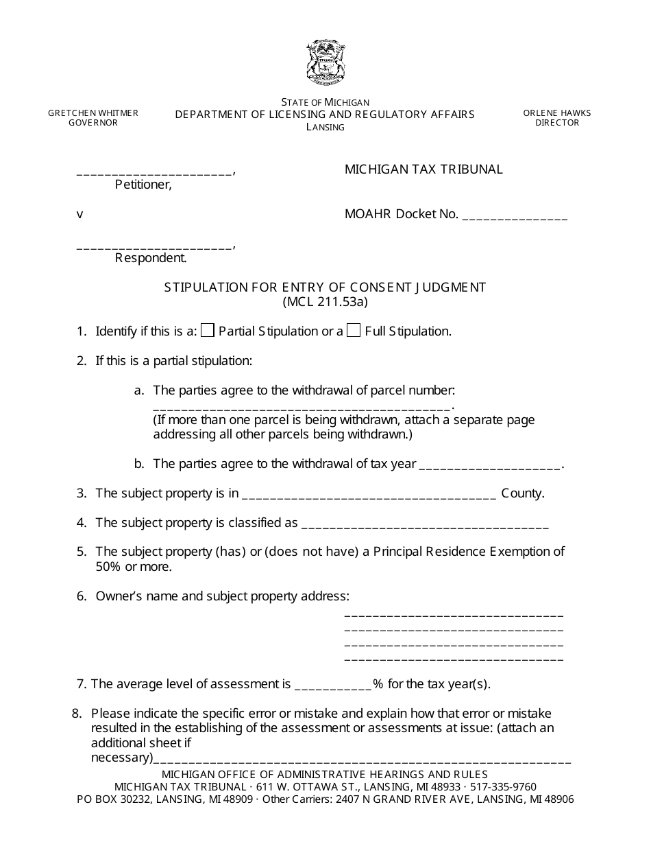 michigan-stipulation-for-entry-of-consent-judgment-mcl-211-53a-fill-out-sign-online-and