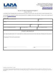 Document preview: Form LARA/BPL-NCLEXSCORE Nclex Score Transfer Request - Michigan