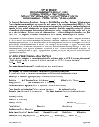 Document preview: Emergency Rent/Mortgage/Utility Assistance Program Application - Community Development Block Grant Cdbg-Cv - City of Mission, Texas (English/Spanish), 2023