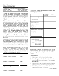 Document preview: Eligibility Release Form - Emergency Assistance Program (Eap) - City of Mission, Texas