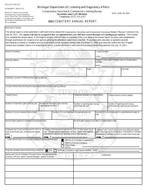 Form CSCL/LCE-102 2022 Printable Pdf