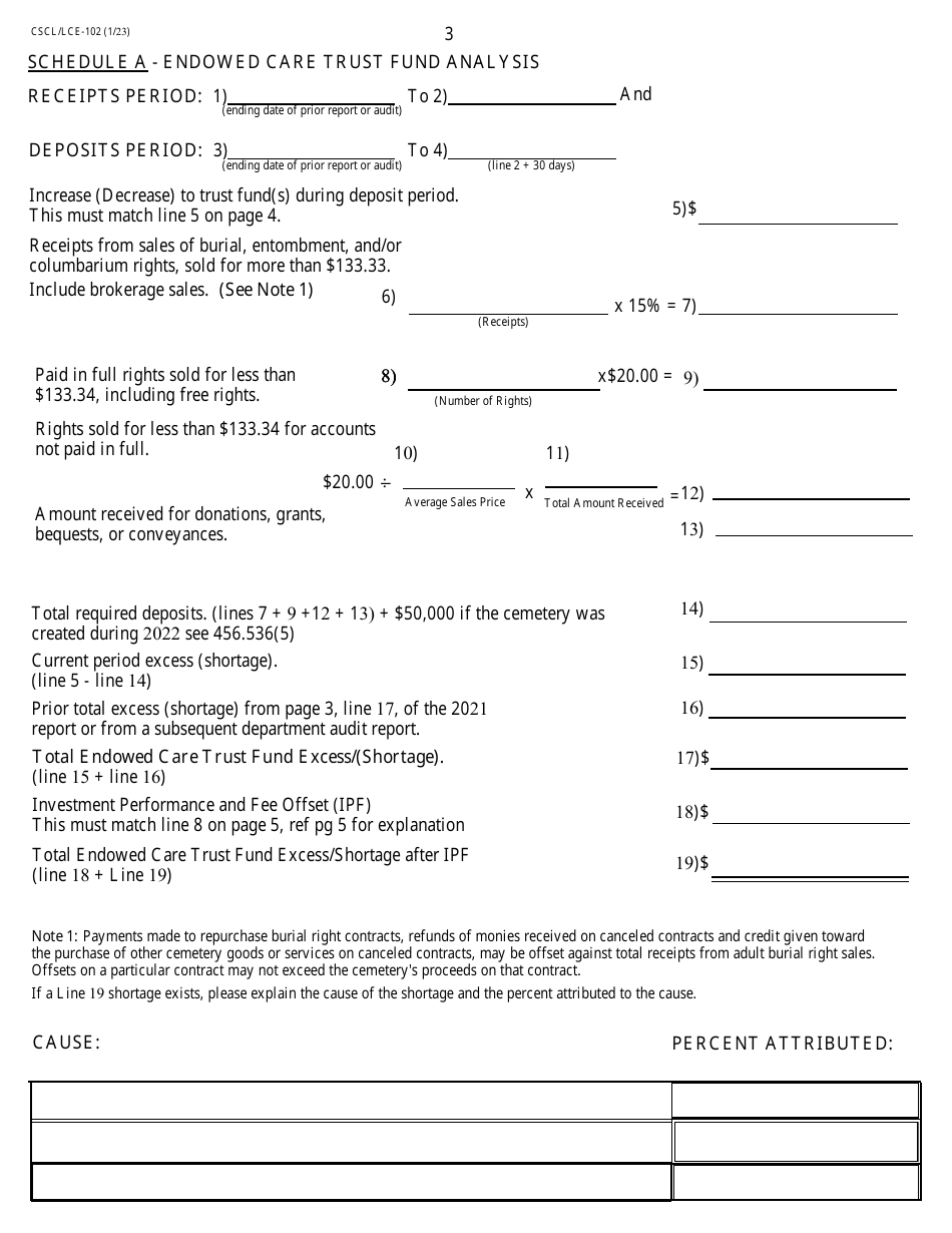 Form CSCL / LCE-102 Cemetery Annual Report - Michigan, Page 3