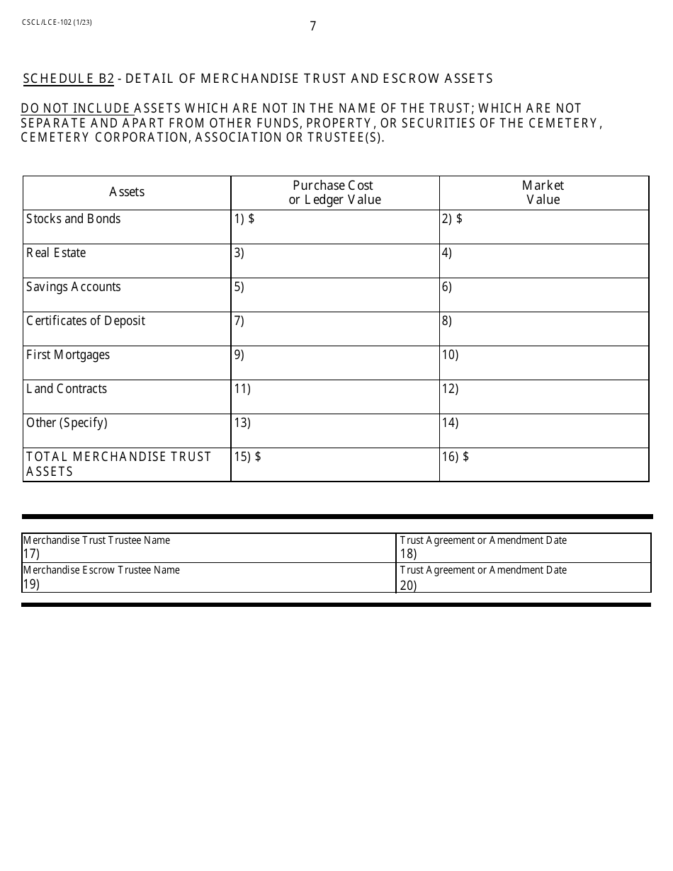 Form CSCL / LCE-102 Cemetery Annual Report - Michigan, Page 7