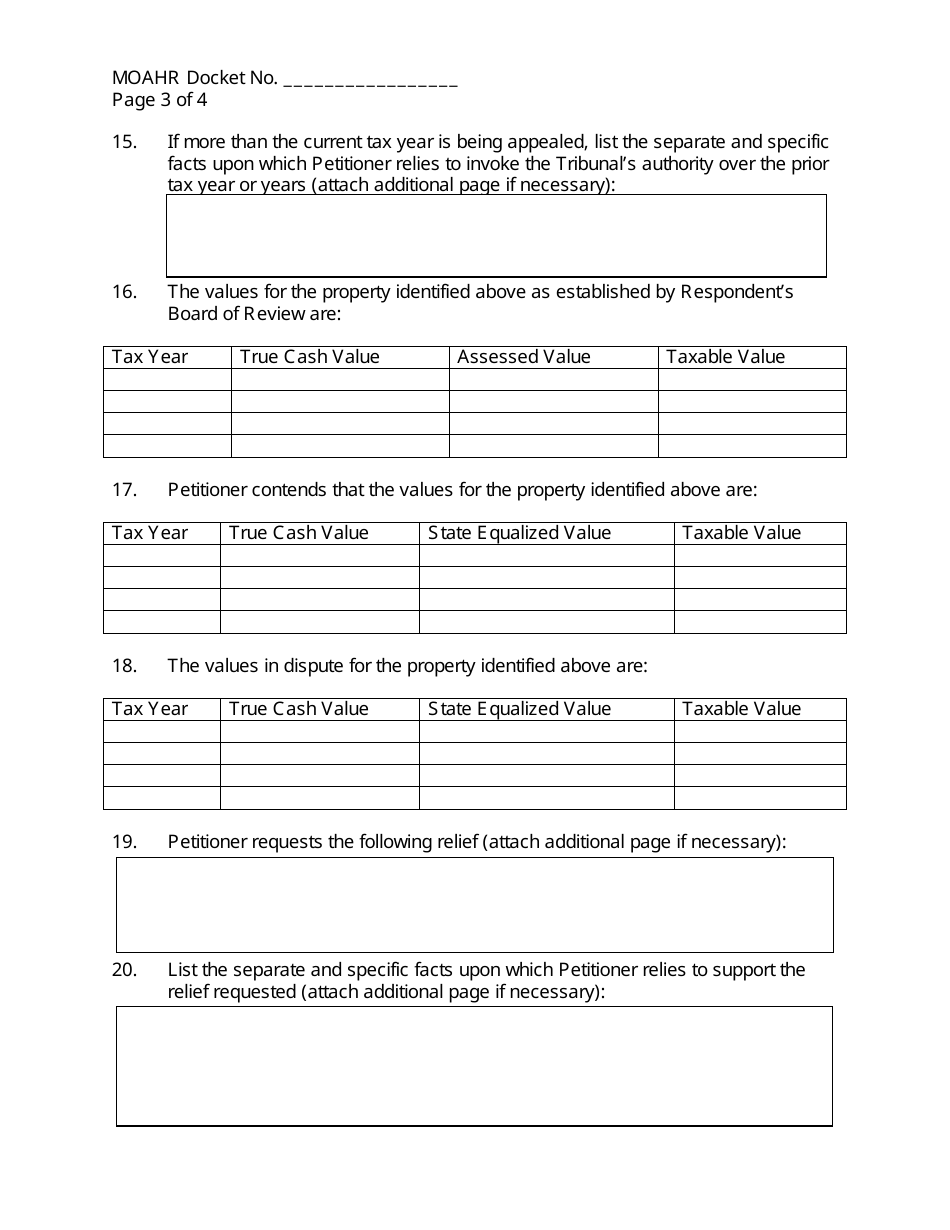 Entire Tribunal Property Tax Petition - Michigan, Page 3