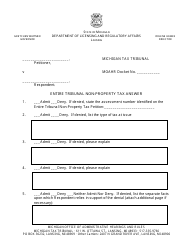 Document preview: Entire Tribunal Non-property Tax Answer - Michigan