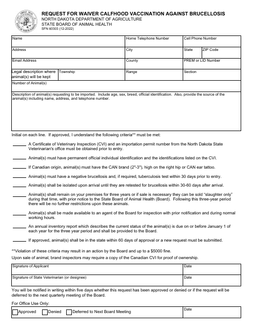 Form SFN60303  Printable Pdf