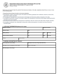 Document preview: Form SFN62241 Bioscience Innovation Grant Program Application - North Dakota