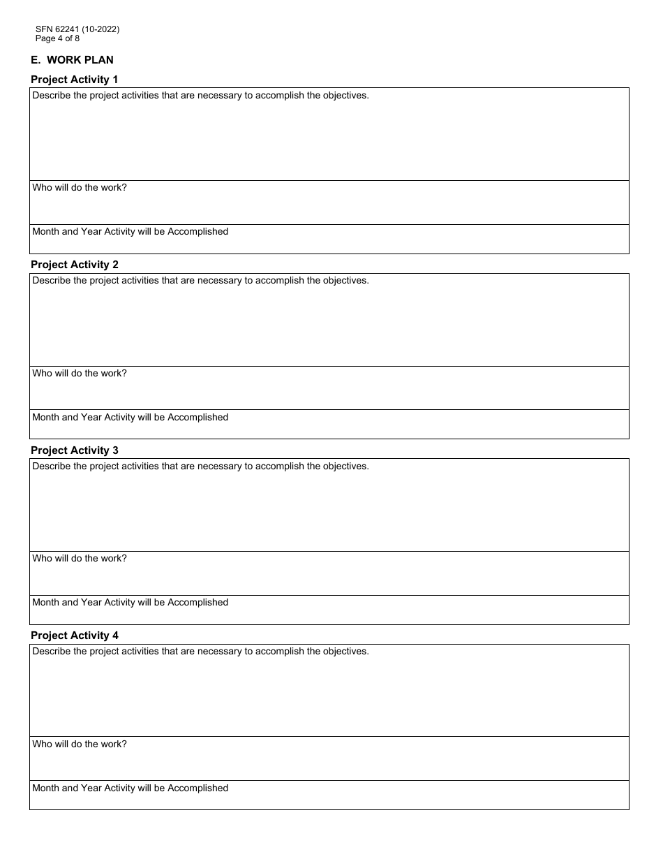 Form SFN62241 Bioscience Innovation Grant Program Application - North Dakota, Page 4