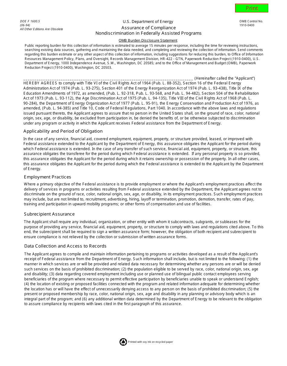 Doe Forms.pdf Form DOE F1600.5 - Fill Out, Sign Online and Download Fillable PDF ...