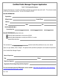 Certified Public Manager Program Application - Iowa, Page 2