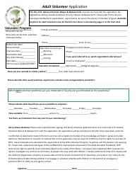 Document preview: Adult Volunteer Application - City of St. Helena, California