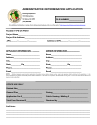 Administrative Determination Application - City of St. Helena, California