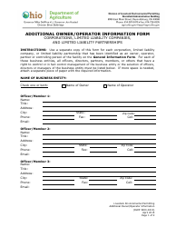 Form DLEP-3900-001B Additional Owner/Operator Information Form - Ohio