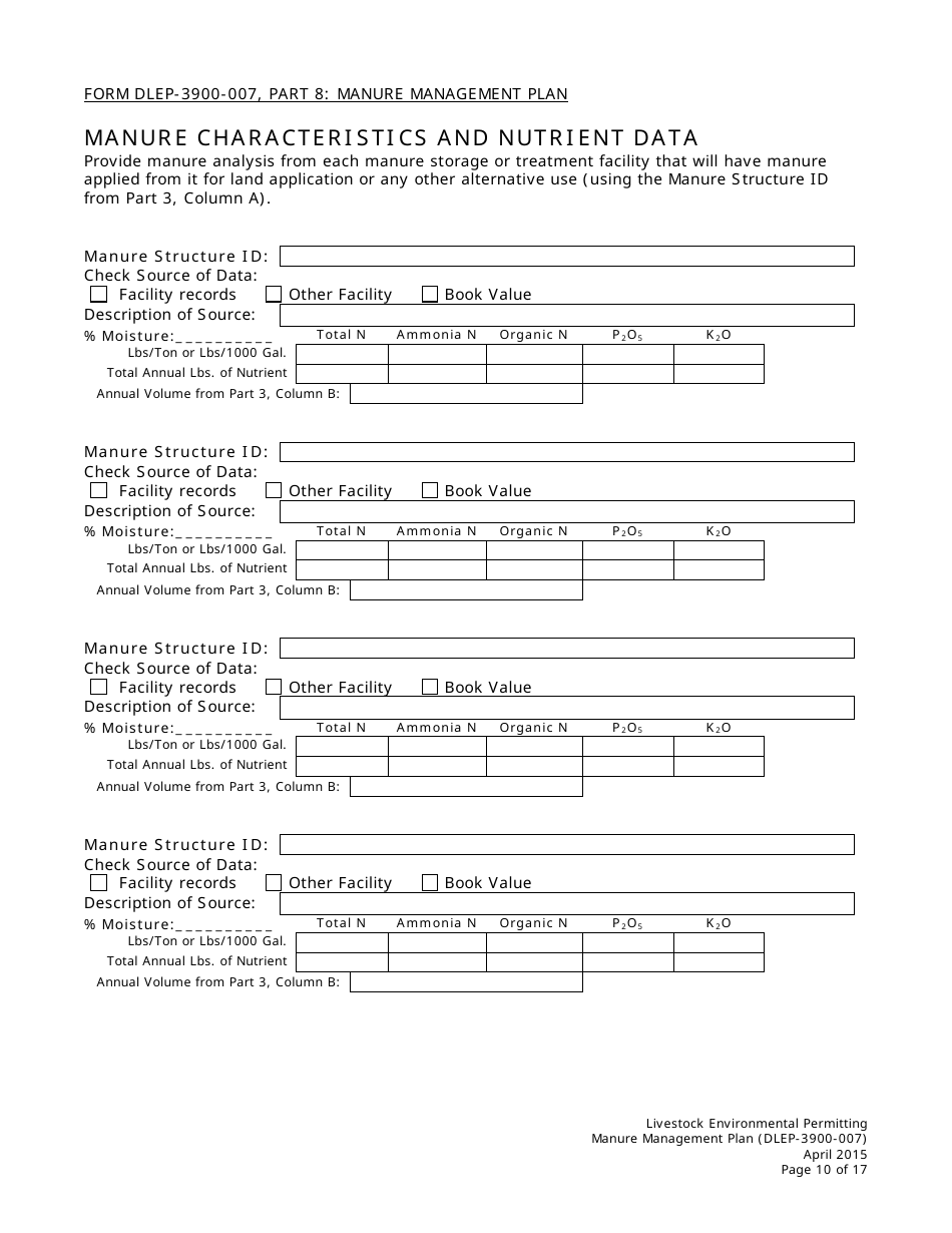 Form DLEP-3900-007 Manure Management Plan - Ohio, Page 10