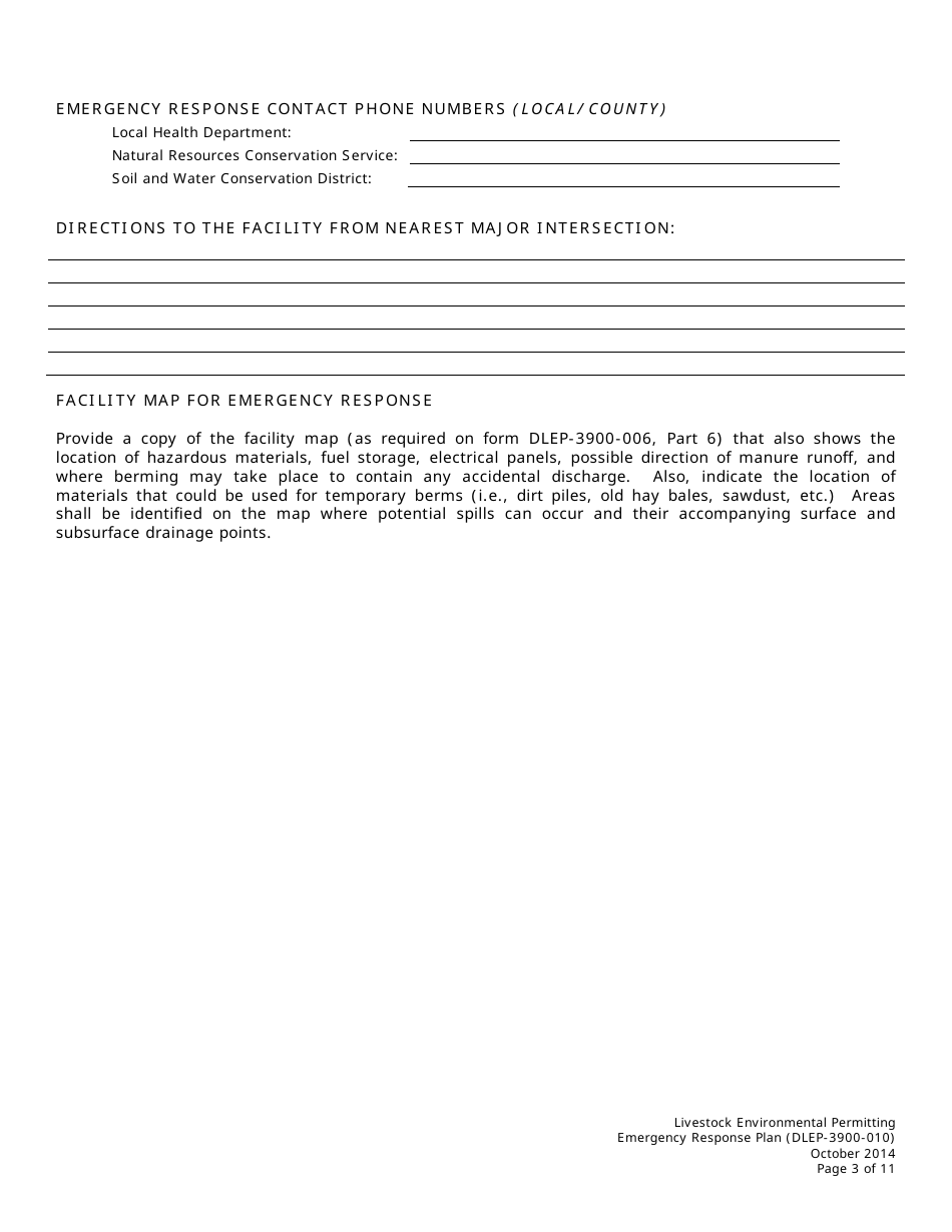 Form DLEP-3900-010 Emergency Response Plan - Ohio, Page 3