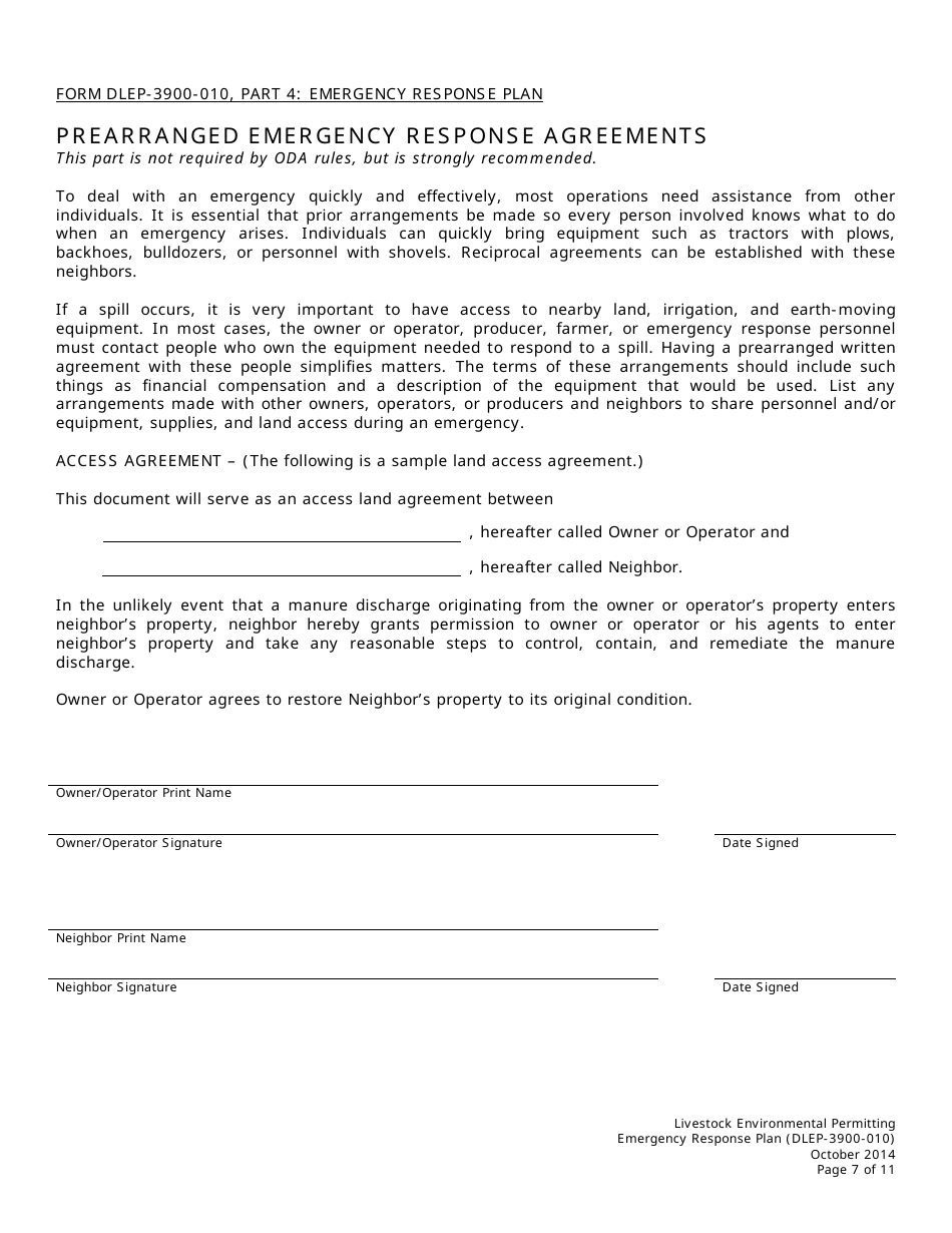 Form DLEP-3900-010 Emergency Response Plan - Ohio, Page 7