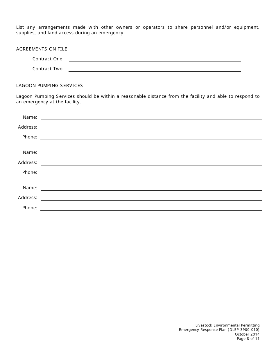 Form DLEP-3900-010 Emergency Response Plan - Ohio, Page 8