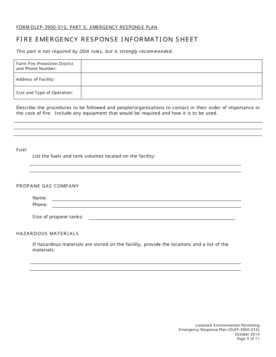 Form DLEP-3900-010 Emergency Response Plan - Ohio, Page 9