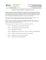 Form DLEP-3900-008 Insect and Rodent Control Plan - Ohio