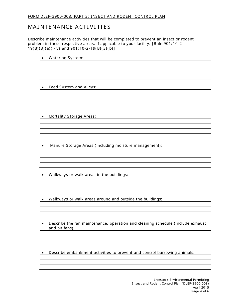Form DLEP-3900-008 Insect and Rodent Control Plan - Ohio, Page 4