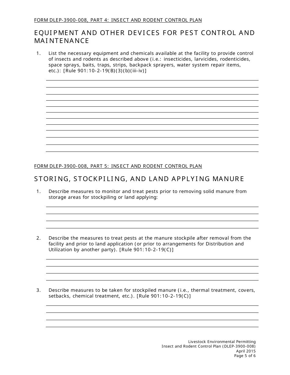 Form DLEP-3900-008 Insect and Rodent Control Plan - Ohio, Page 5