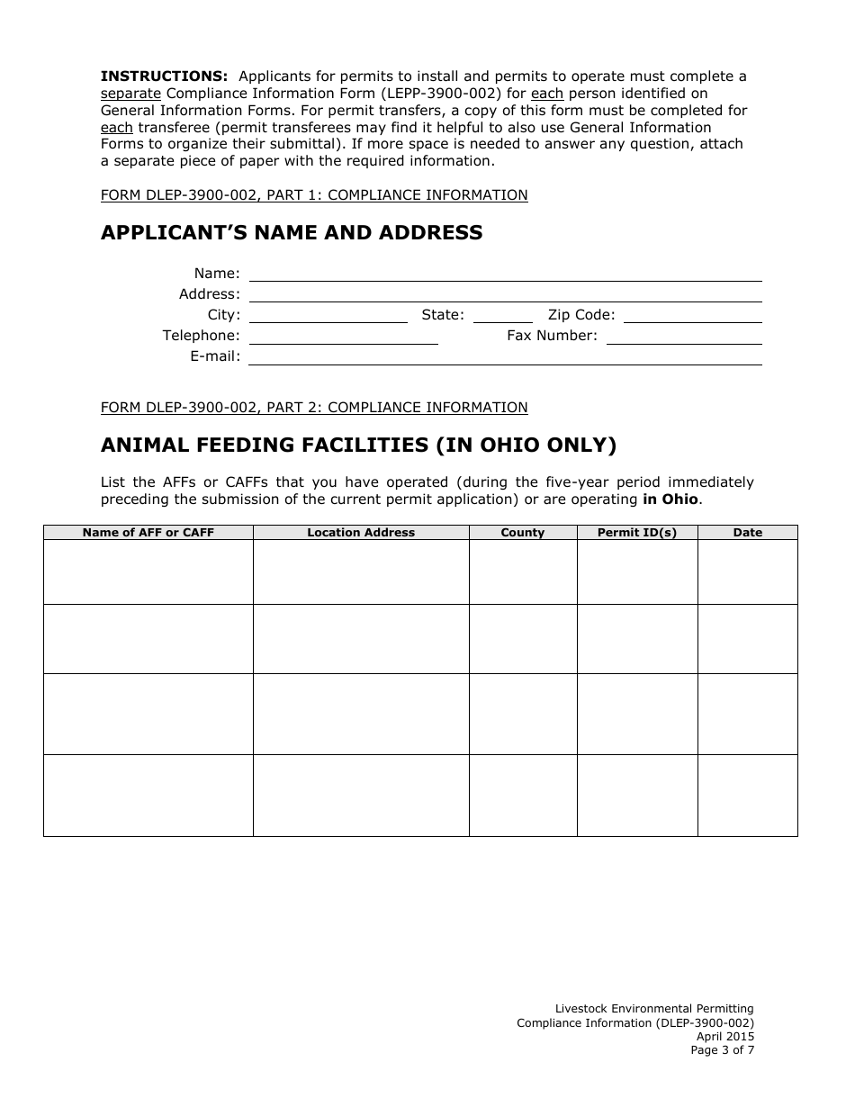 Form DLEP-3900-002 Compliance Information - Ohio, Page 3