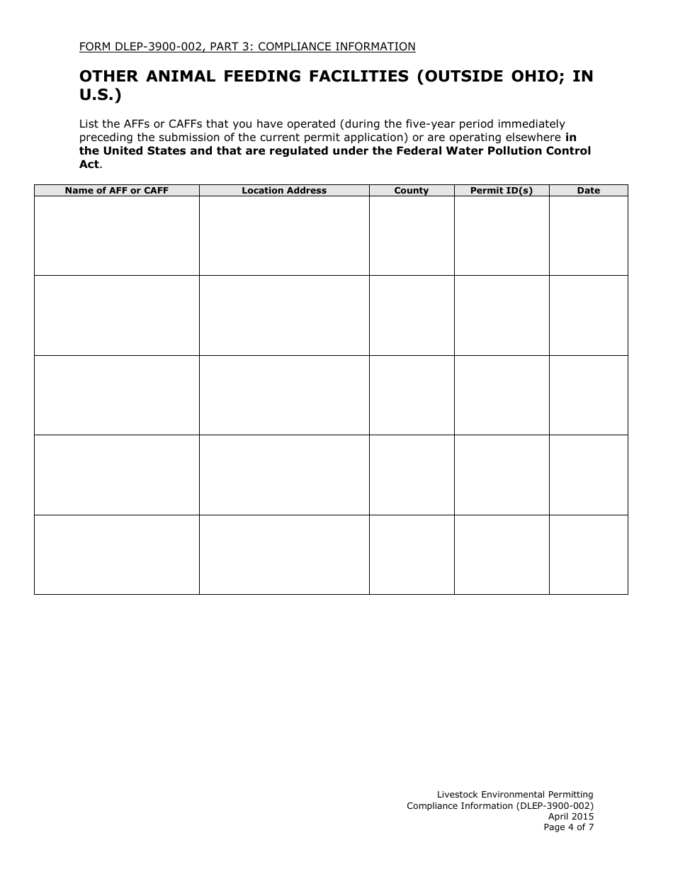 Form DLEP-3900-002 Compliance Information - Ohio, Page 4