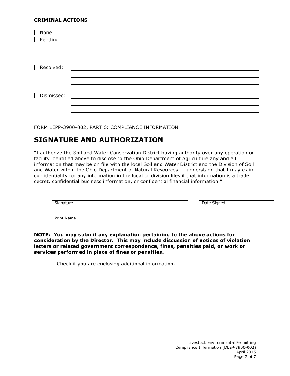Form DLEP-3900-002 Compliance Information - Ohio, Page 7