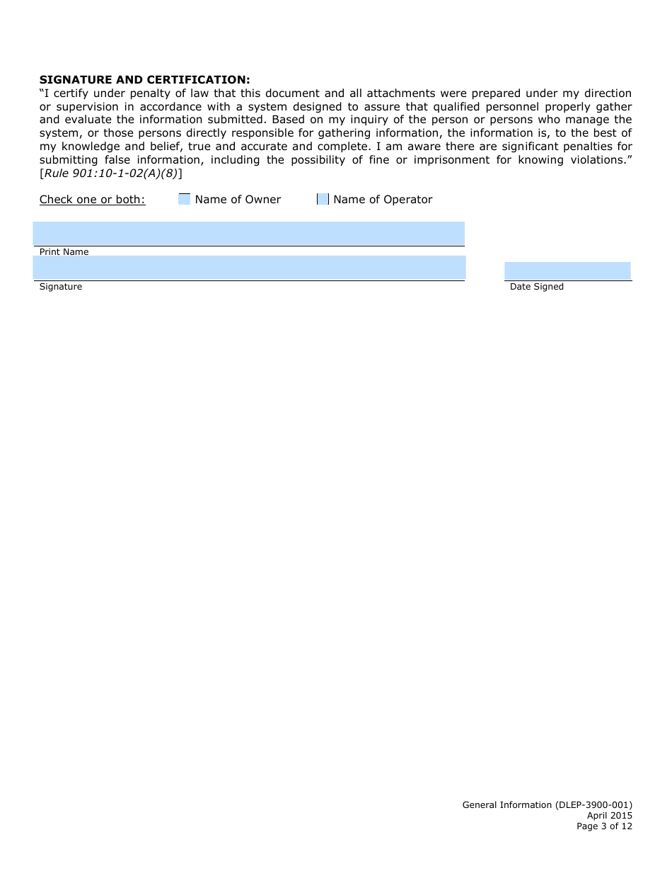 Form DLEP-3900-001 General Information - Ohio, Page 3