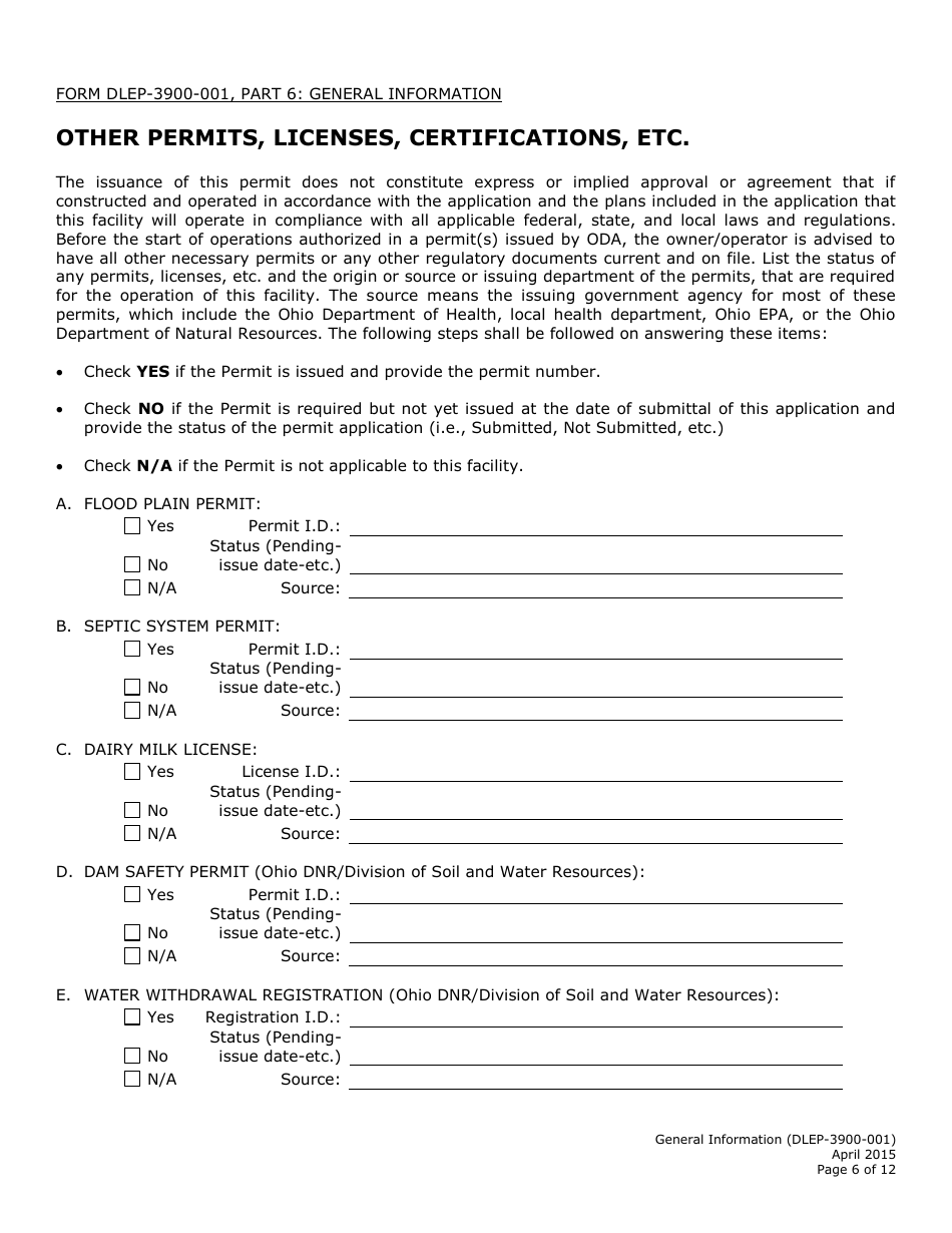 Form DLEP-3900-001 General Information - Ohio, Page 6