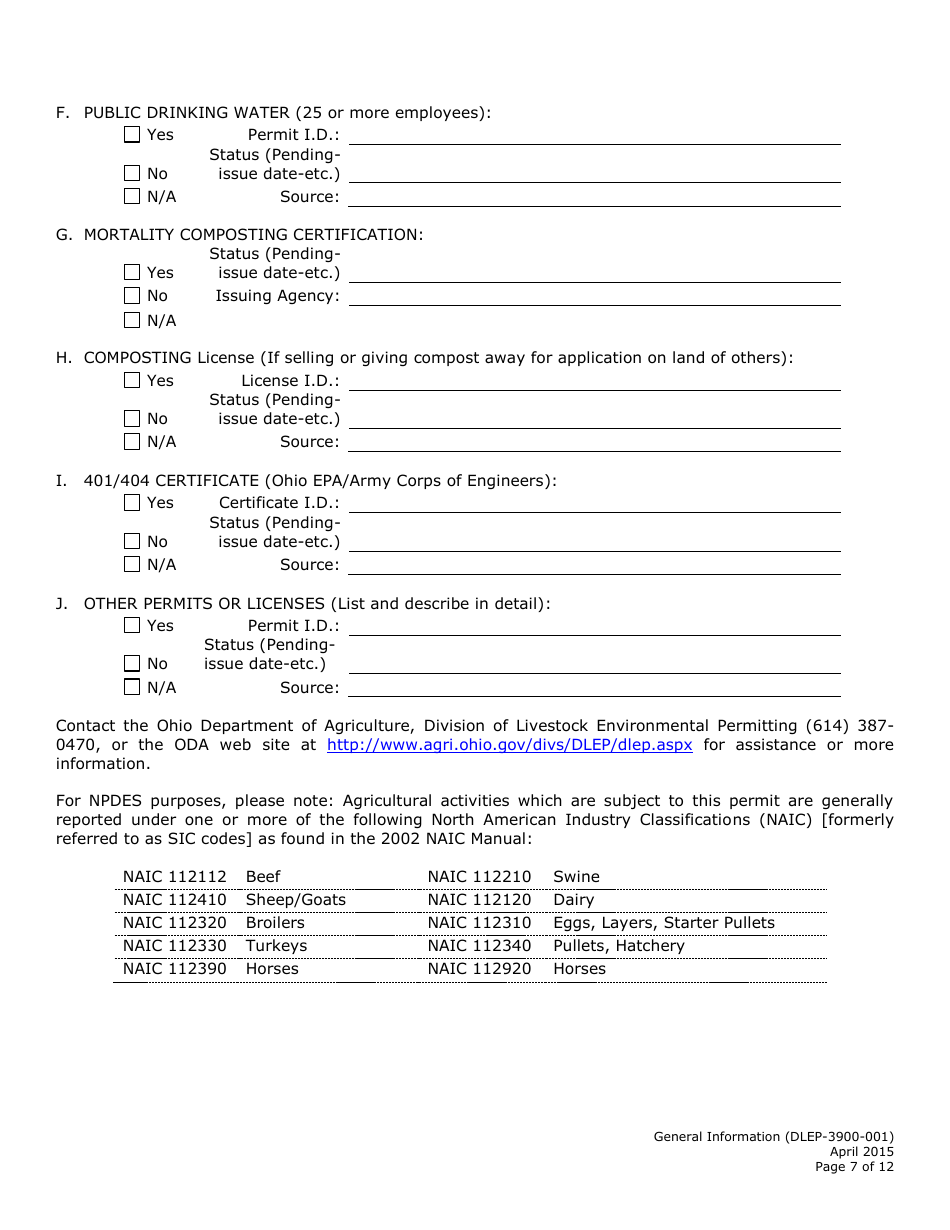 Form DLEP-3900-001 General Information - Ohio, Page 7