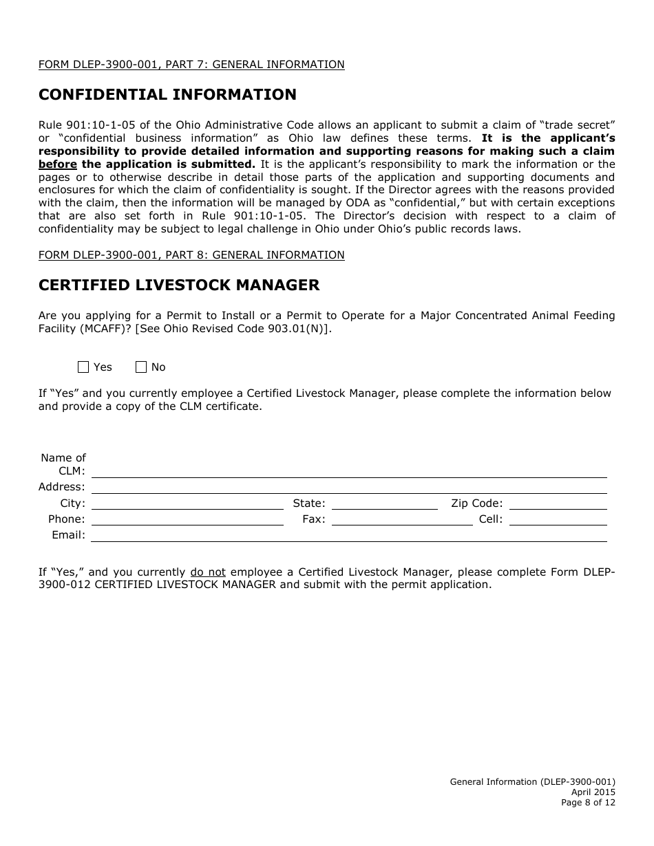 Form DLEP-3900-001 General Information - Ohio, Page 8