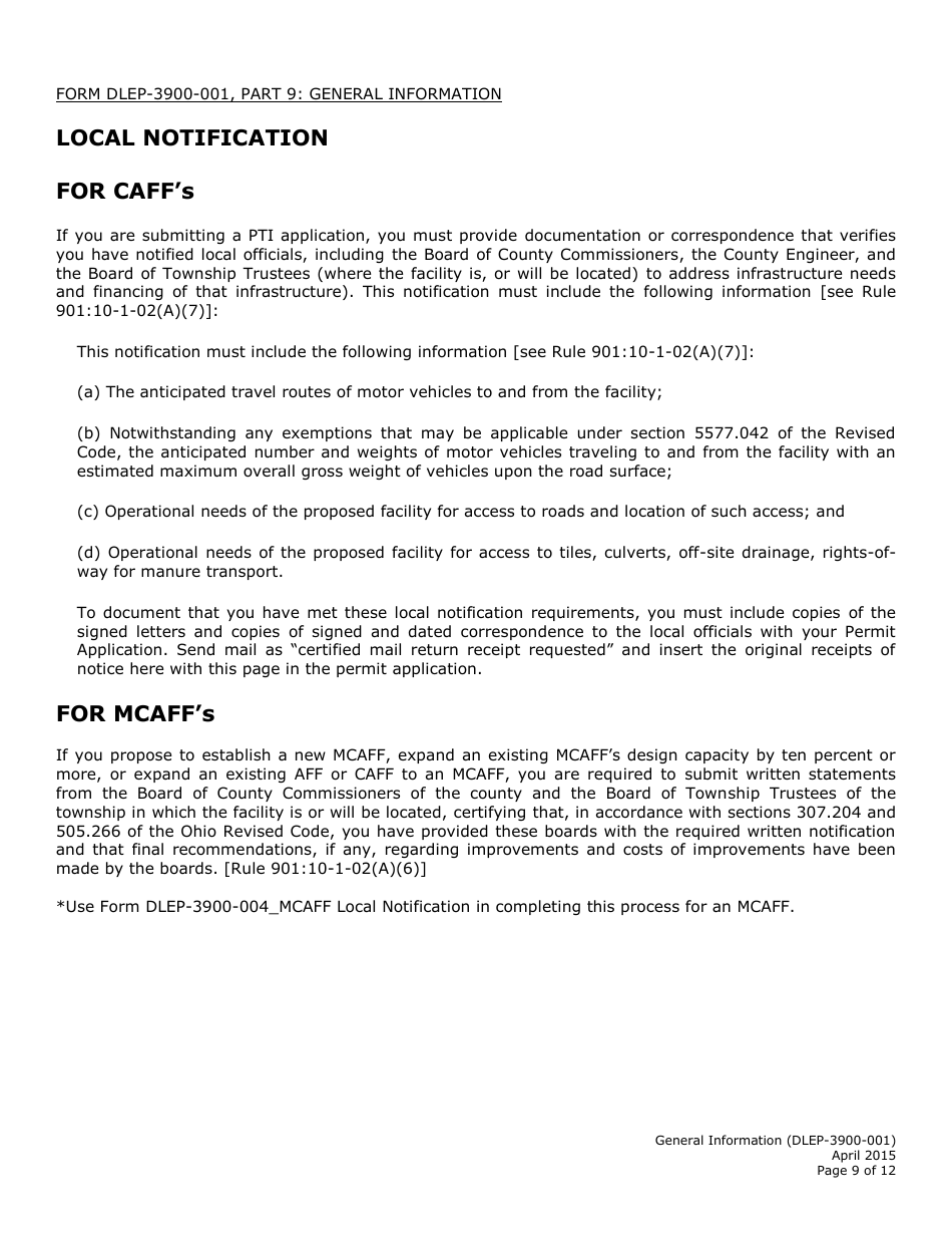 Form DLEP-3900-001 General Information - Ohio, Page 9