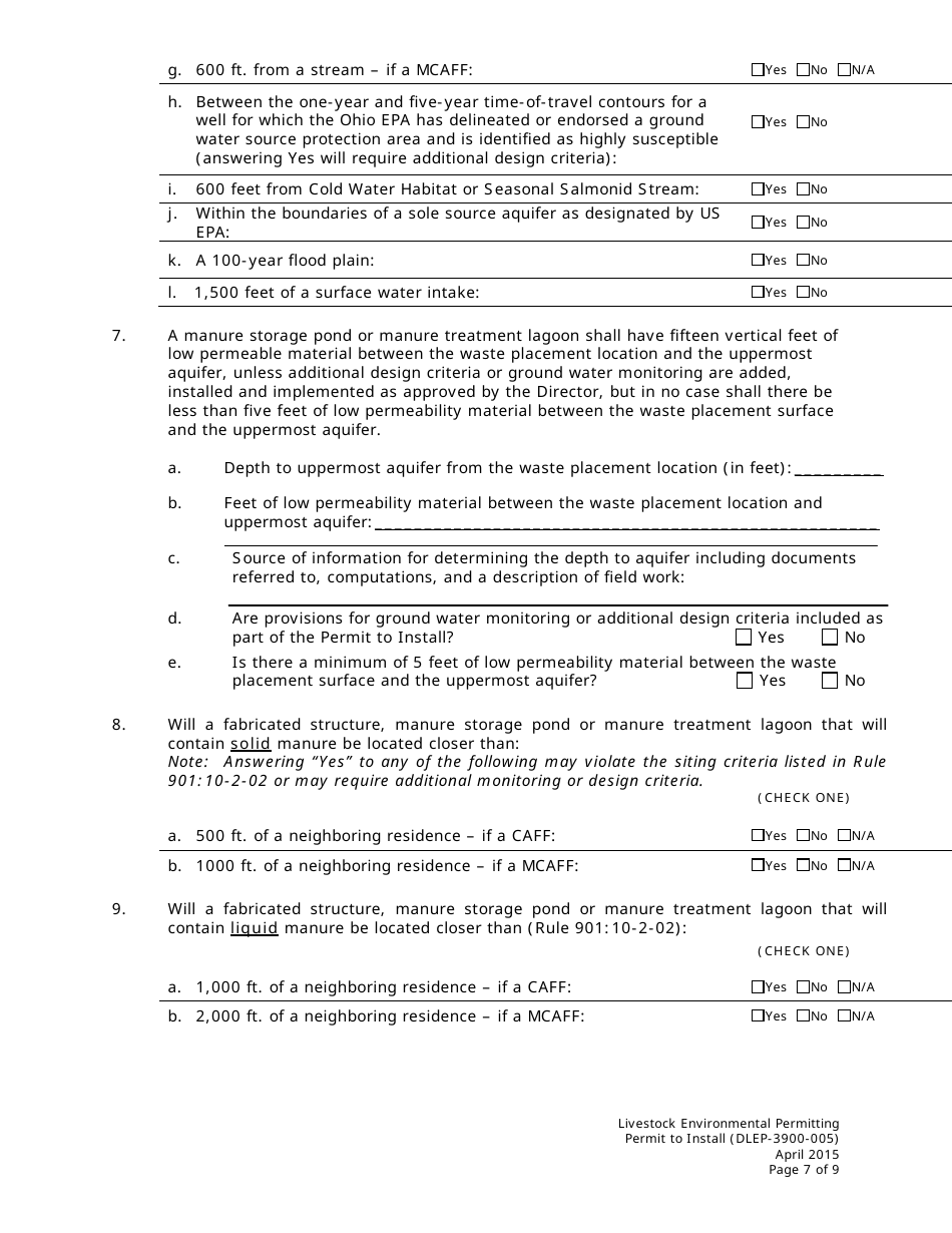 Form DLEP-3900-005 Permit to Install - Ohio, Page 7
