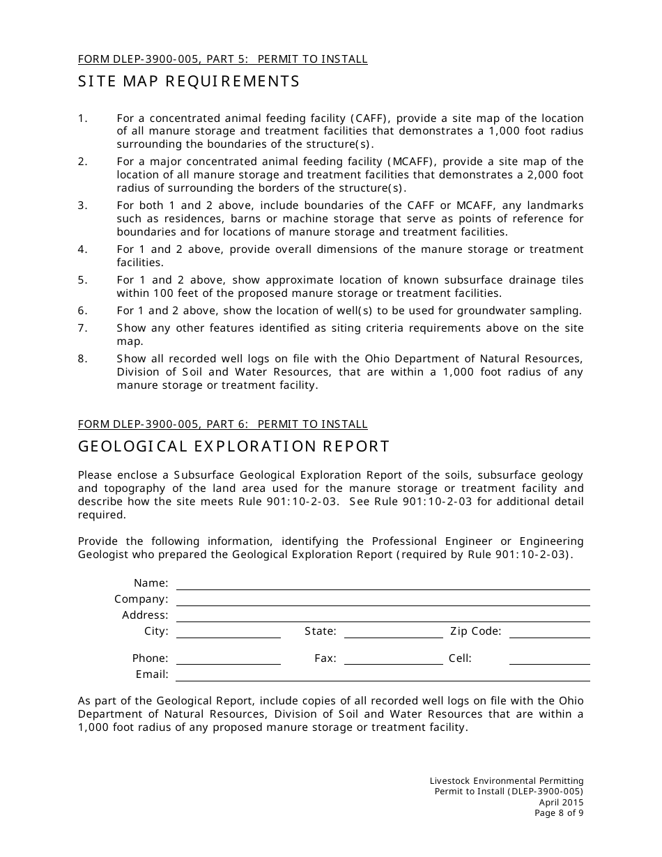 Form DLEP-3900-005 Permit to Install - Ohio, Page 8