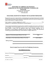 Document preview: Form IN-1638 Educational Incentive Pay Request for Volunteer Firefighters - Tennessee