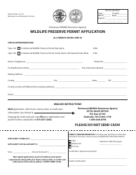 Document preview: Form WR-0140 Wildlife Preserve Permit Application - Tennessee