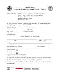 Document preview: Form WR-1035 Application for Peregrine Falcon Take Permit Draw - Tennessee
