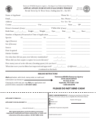 Document preview: Form WR-0439 Application for State Falconry Permit - Tennessee