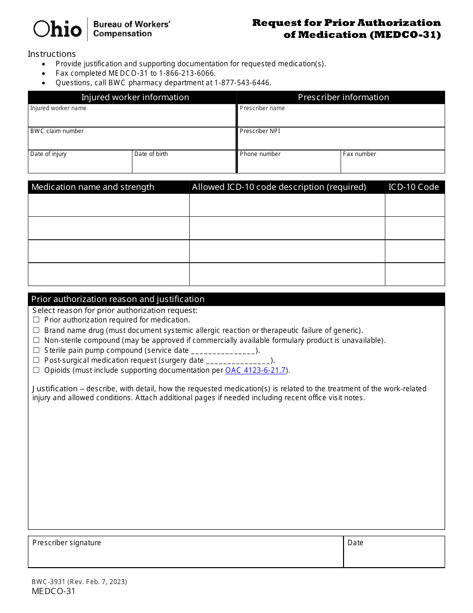 form-medco-31-bwc-3931-download-fillable-pdf-or-fill-online-request-for-prior-authorization-of