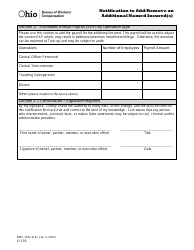 Form U-116 (BWC-7622) Notification to Add/Remove an Additional Named Insured(S) - Ohio, Page 4