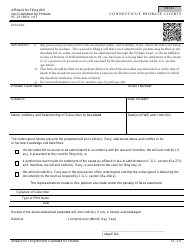Document preview: Form PC-211 Affidavit for Filing Will Not Submitted for Probate - Connecticut