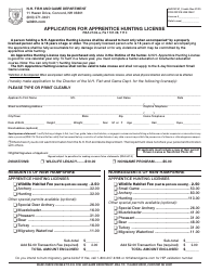 Document preview: Form BUS1513C_2 Application for Apprentice Hunting License - New Hampshire